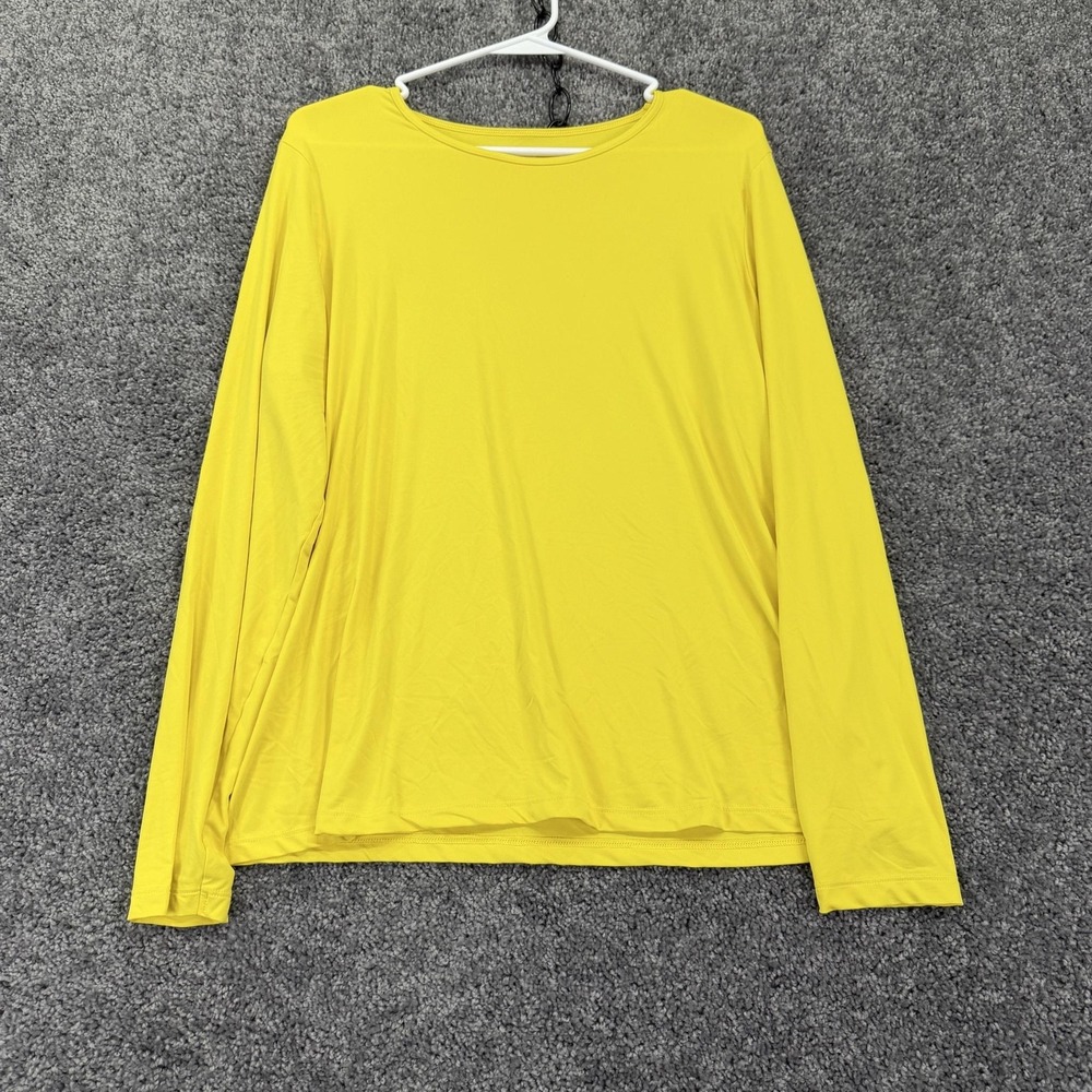 Lands' End Shirt Womens XL Yellow Long Sleeve Swim Quick Dry Stretch